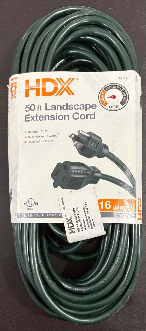 HDX 50 Ft Landscape Extension Cord 16 Gauge Green